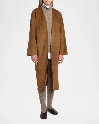 The Row Serenis Layered Suede Open Coat | Thumbnail 2 The Row Serenis Layered Suede Open Coat | Thumbnail 2