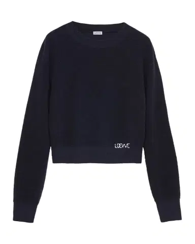 LOEWE Logo Embroidered Wool Crewneck Sweater | Thumbnail 1 LOEWE Logo Embroidered Wool Crewneck Sweater | Thumbnail 1