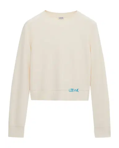 LOEWE Logo Embroidered Wool Crewneck Sweater | Thumbnail 1 LOEWE Logo Embroidered Wool Crewneck Sweater | Thumbnail 1