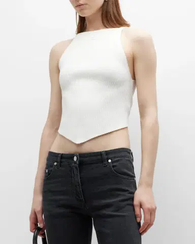 Courrèges Rib-Knit Tank Top with Pointed Hem | Thumbnail 4 Courrèges Rib-Knit Tank Top with Pointed Hem | Thumbnail 4