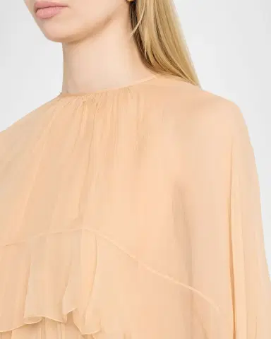 Chloé Ruffled Silk Georgette Capelet Mini Dress | Thumbnail 5 Chloé Ruffled Silk Georgette Capelet Mini Dress | Thumbnail 5