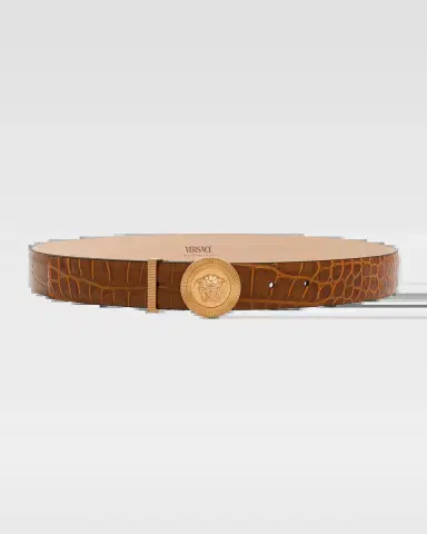 Versace Medusa Biggie Croc-Embossed Leather Belt | Thumbnail 2 Versace Medusa Biggie Croc-Embossed Leather Belt | Thumbnail 2
