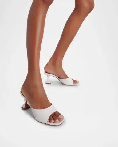 Amina Muaddi Lupita Leather Pedestal Mule Sandals | Thumbnail 2 Amina Muaddi Lupita Leather Pedestal Mule Sandals | Thumbnail 2