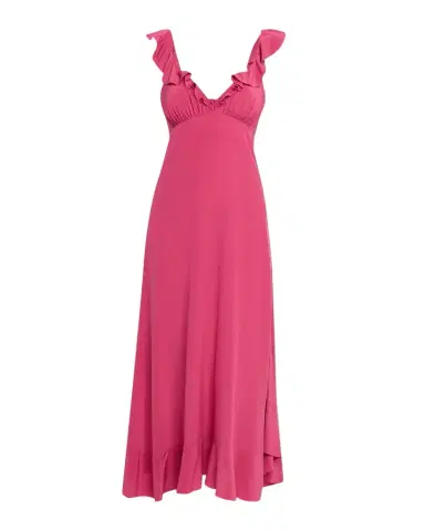 Chloé Ruffle V-Neck Empire Midi Dress | Thumbnail 1 Chloé Ruffle V-Neck Empire Midi Dress | Thumbnail 1