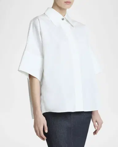 Givenchy Short-Sleeve Cotton Poplin Button-Down Shirt | Thumbnail 4 Givenchy Short-Sleeve Cotton Poplin Button-Down Shirt | Thumbnail 4