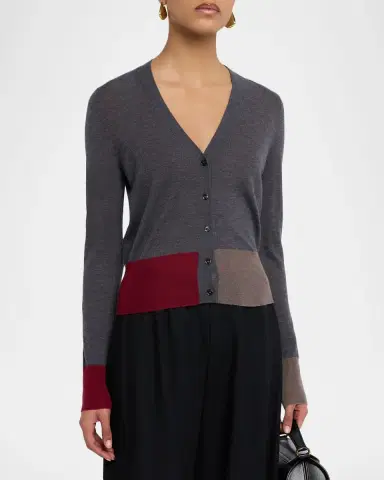 Joseph Cashair Coloblock Cashmere V-Neck Cardigan | Thumbnail 4 Joseph Cashair Coloblock Cashmere V-Neck Cardigan | Thumbnail 4