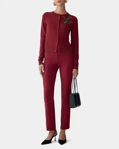 Carolina Herrera Embellished Silk-Cotton Crewneck Cardigan | Thumbnail 2 Carolina Herrera Embellished Silk-Cotton Crewneck Cardigan | Thumbnail 2