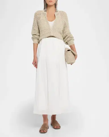 Brunello Cucinelli Paillette Linen Open-Knit Zip Cardigan | Thumbnail 2 Brunello Cucinelli Paillette Linen Open-Knit Zip Cardigan | Thumbnail 2