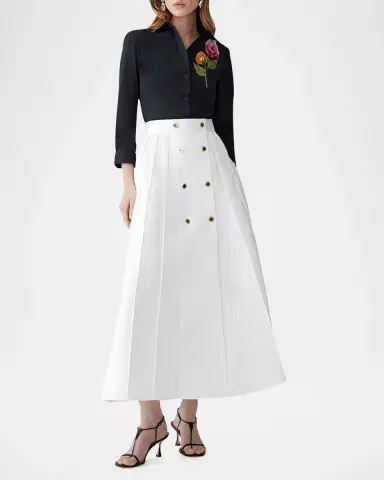 Carolina Herrera A-Line Sailor-Button Midi Skirt | Thumbnail 2 Carolina Herrera A-Line Sailor-Button Midi Skirt | Thumbnail 2