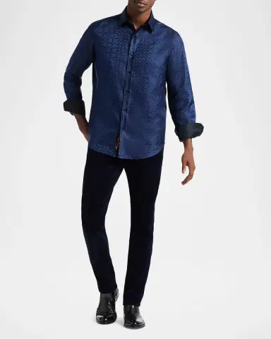 Robert Graham Men's Noble Touch Silk Jacquard Button-Down Shirt | Thumbnail 2 Robert Graham Men's Noble Touch Silk Jacquard Button-Down Shirt | Thumbnail 2