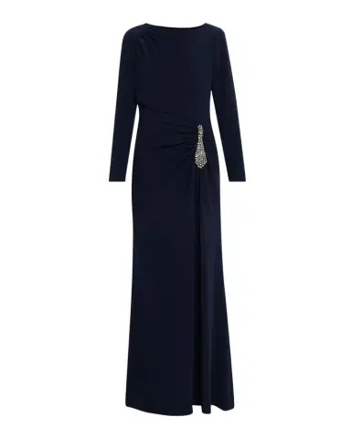 Rickie Freeman for Teri Jon Ruched Crystal-Embellished Crepe Gown | Thumbnail 1 Rickie Freeman for Teri Jon Ruched Crystal-Embellished Crepe Gown | Thumbnail 1