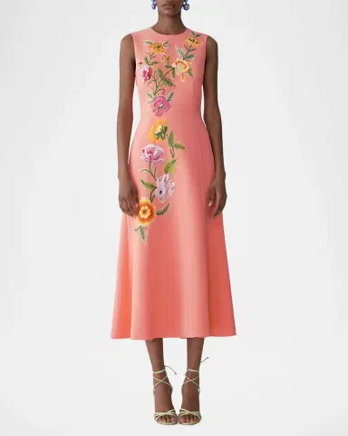 Carolina Herrera Floral Embroidered Sleeveless Midi Dress | Thumbnail 2 Carolina Herrera Floral Embroidered Sleeveless Midi Dress | Thumbnail 2