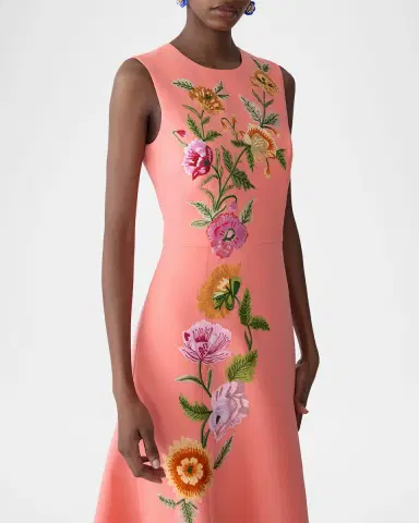 Carolina Herrera Floral Embroidered Sleeveless Midi Dress | Thumbnail 4 Carolina Herrera Floral Embroidered Sleeveless Midi Dress | Thumbnail 4