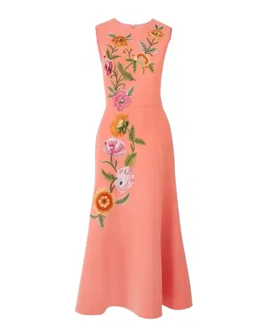 Carolina Herrera Floral Embroidered Sleeveless Midi Dress | Thumbnail 1 Carolina Herrera Floral Embroidered Sleeveless Midi Dress | Thumbnail 1