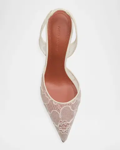 Amina Muaddi Holli Lace Slingback Pumps | Thumbnail 4 Amina Muaddi Holli Lace Slingback Pumps | Thumbnail 4