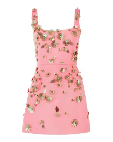 Carolina Herrera Crystal Flower Applique Sleeveless Mini Dress | Thumbnail 1 Carolina Herrera Crystal Flower Applique Sleeveless Mini Dress | Thumbnail 1