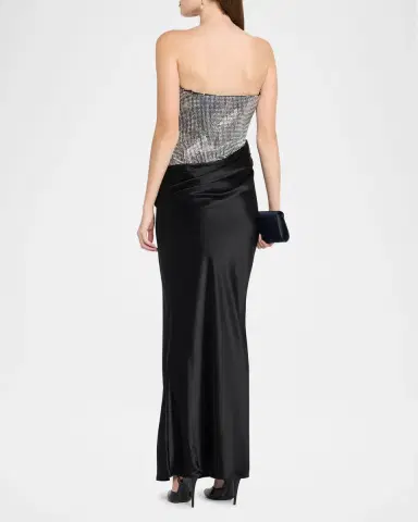 Retrofête Alexandra Strapless Sequin Draped Dress | Thumbnail 3 Retrofête Alexandra Strapless Sequin Draped Dress | Thumbnail 3