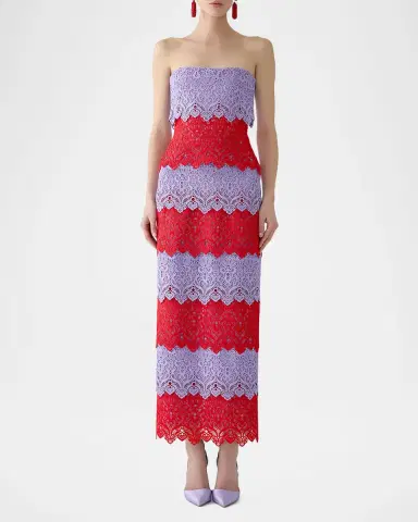 Carolina Herrera Lace-Trim Strapless Maxi Dress | Thumbnail 2 Carolina Herrera Lace-Trim Strapless Maxi Dress | Thumbnail 2
