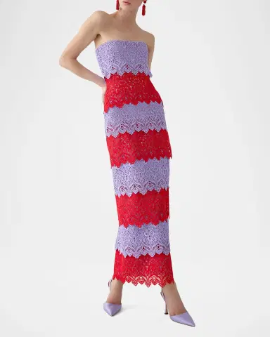 Carolina Herrera Lace-Trim Strapless Maxi Dress | Thumbnail 4 Carolina Herrera Lace-Trim Strapless Maxi Dress | Thumbnail 4
