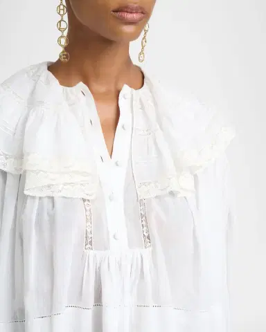 Chloé Light Cotton Voile Capelet Crop Blouse | Thumbnail 5 Chloé Light Cotton Voile Capelet Crop Blouse | Thumbnail 5