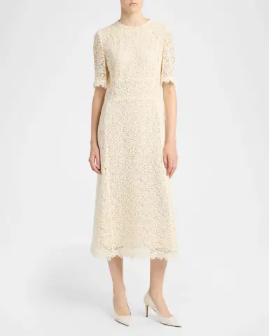 Kiton Guipure Lace Short-Sleeve Midi Dress | Thumbnail 2 Kiton Guipure Lace Short-Sleeve Midi Dress | Thumbnail 2