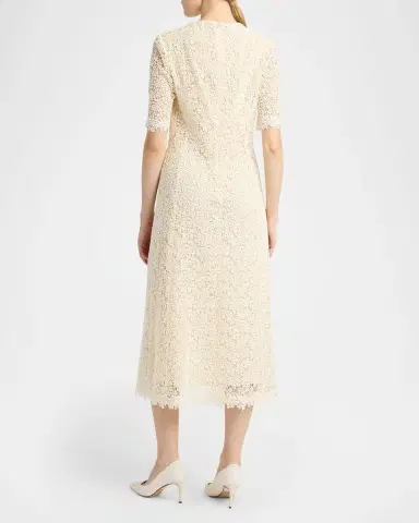 Kiton Guipure Lace Short-Sleeve Midi Dress | Thumbnail 3 Kiton Guipure Lace Short-Sleeve Midi Dress | Thumbnail 3