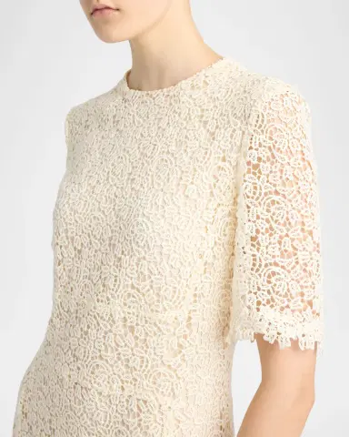 Kiton Guipure Lace Short-Sleeve Midi Dress | Thumbnail 5 Kiton Guipure Lace Short-Sleeve Midi Dress | Thumbnail 5