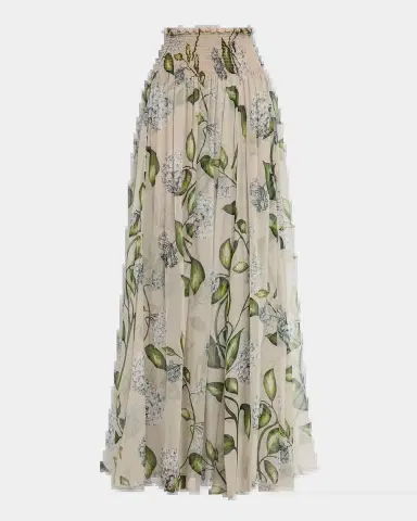 Oscar de la Renta Porcelain Flower Chiffon Maxi Skirt | Thumbnail 2 Oscar de la Renta Porcelain Flower Chiffon Maxi Skirt | Thumbnail 2