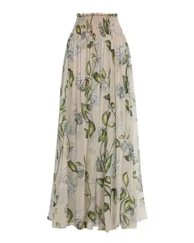 Oscar de la Renta Porcelain Flower Chiffon Maxi Skirt | Thumbnail 1 Oscar de la Renta Porcelain Flower Chiffon Maxi Skirt | Thumbnail 1