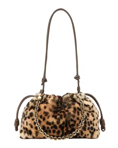 Loewe Flamenco Medium Shoulder Bag in Cheetah-Print Shearling | Thumbnail 1 Loewe Flamenco Medium Shoulder Bag in Cheetah-Print Shearling | Thumbnail 1