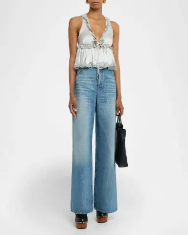 Chloé Ruffle V-Neck Sleeveless Silk Top | Thumbnail 2 Chloé Ruffle V-Neck Sleeveless Silk Top | Thumbnail 2