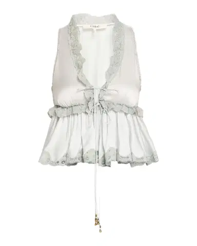 Chloé Ruffle V-Neck Sleeveless Silk Top | Thumbnail 1 Chloé Ruffle V-Neck Sleeveless Silk Top | Thumbnail 1