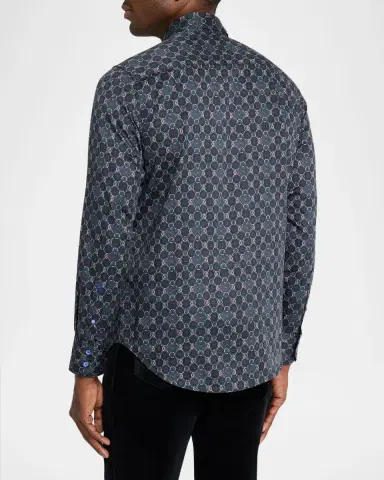 Robert Graham Men's Bramston Medallion Satin Button-Down Shirt | Thumbnail 3 Robert Graham Men's Bramston Medallion Satin Button-Down Shirt | Thumbnail 3