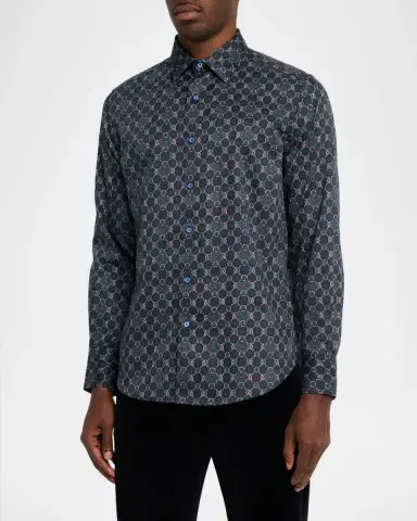 Robert Graham Men's Bramston Medallion Satin Button-Down Shirt | Thumbnail 4 Robert Graham Men's Bramston Medallion Satin Button-Down Shirt | Thumbnail 4