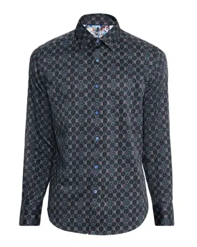 Robert Graham Men's Bramston Medallion Satin Button-Down Shirt | Thumbnail 1 Robert Graham Men's Bramston Medallion Satin Button-Down Shirt | Thumbnail 1