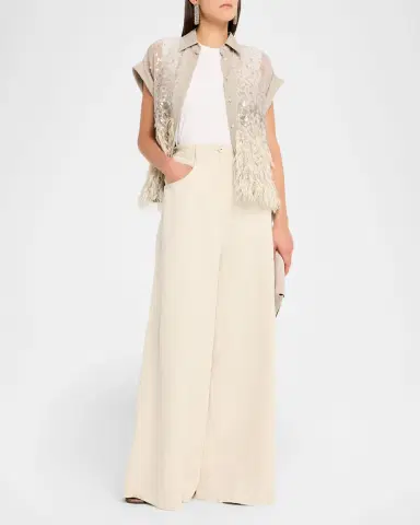 Brunello Cucinelli Sequin & Feather Silk Chiffon Blouse | Thumbnail 2 Brunello Cucinelli Sequin & Feather Silk Chiffon Blouse | Thumbnail 2