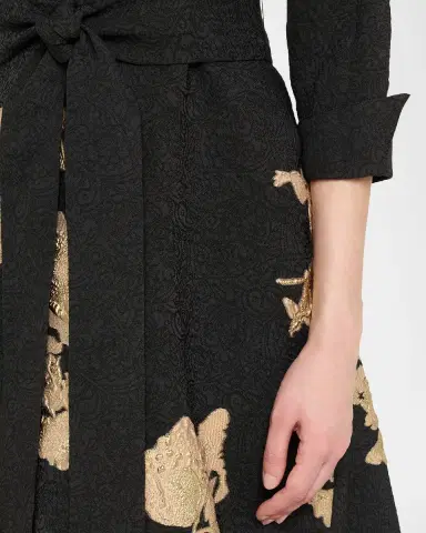 Rickie Freeman for Teri Jon Metallic Floral Jacquard Shirt Gown | Thumbnail 5 Rickie Freeman for Teri Jon Metallic Floral Jacquard Shirt Gown | Thumbnail 5