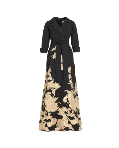 Rickie Freeman for Teri Jon Metallic Floral Jacquard Shirt Gown | Thumbnail 1 Rickie Freeman for Teri Jon Metallic Floral Jacquard Shirt Gown | Thumbnail 1