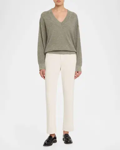 Brunello Cucinelli Sparkling Linen V-Neck Sweater | Thumbnail 2 Brunello Cucinelli Sparkling Linen V-Neck Sweater | Thumbnail 2