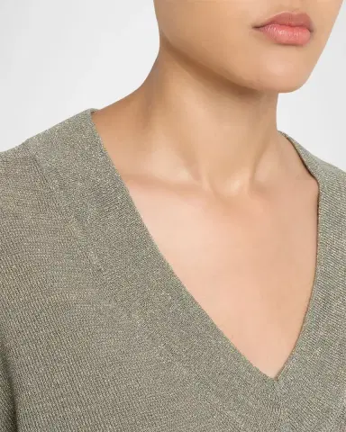 Brunello Cucinelli Sparkling Linen V-Neck Sweater | Thumbnail 5 Brunello Cucinelli Sparkling Linen V-Neck Sweater | Thumbnail 5