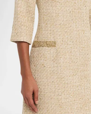Rickie Freeman for Teri Jon Metallic Boucle Jewel-Trim A-Line Dress | Thumbnail 5 Rickie Freeman for Teri Jon Metallic Boucle Jewel-Trim A-Line Dress | Thumbnail 5