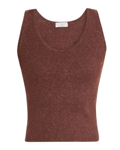 Brunello Cucinelli Shimmering Cashmere Rib Knit Tank Top | Thumbnail 1 Brunello Cucinelli Shimmering Cashmere Rib Knit Tank Top | Thumbnail 1