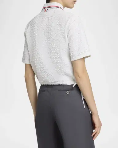 Thom Browne Drawstring Hem Crop Polo Shirt | Thumbnail 3 Thom Browne Drawstring Hem Crop Polo Shirt | Thumbnail 3