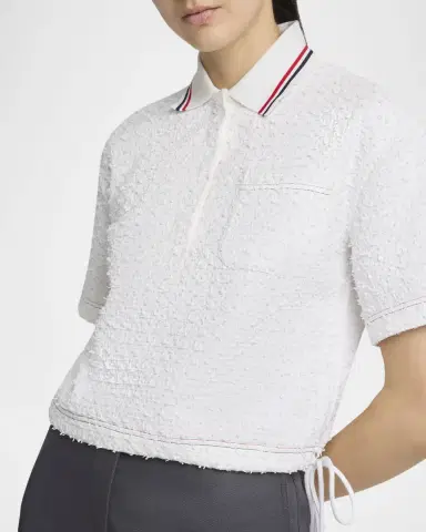 Thom Browne Drawstring Hem Crop Polo Shirt | Thumbnail 5 Thom Browne Drawstring Hem Crop Polo Shirt | Thumbnail 5