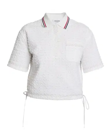 Thom Browne Drawstring Hem Crop Polo Shirt | Thumbnail 1 Thom Browne Drawstring Hem Crop Polo Shirt | Thumbnail 1