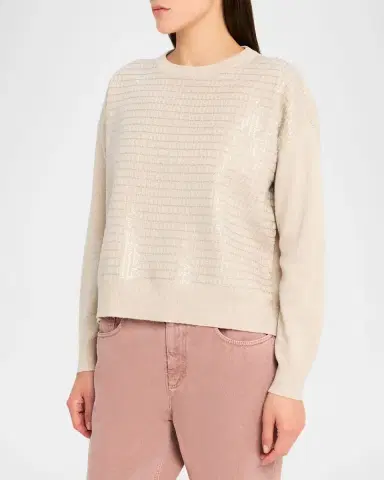 Brunello Cucinelli Sequined Cashmere Crewneck Sweater | Thumbnail 4 Brunello Cucinelli Sequined Cashmere Crewneck Sweater | Thumbnail 4