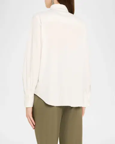 Brunello Cucinelli Monili-Trim Cotton Poplin Button-Down Shirt | Thumbnail 3 Brunello Cucinelli Monili-Trim Cotton Poplin Button-Down Shirt | Thumbnail 3
