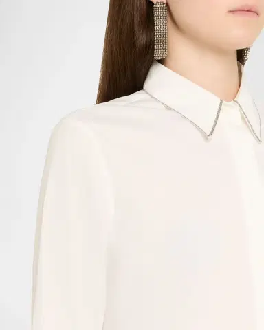 Brunello Cucinelli Monili-Trim Cotton Poplin Button-Down Shirt | Thumbnail 5 Brunello Cucinelli Monili-Trim Cotton Poplin Button-Down Shirt | Thumbnail 5