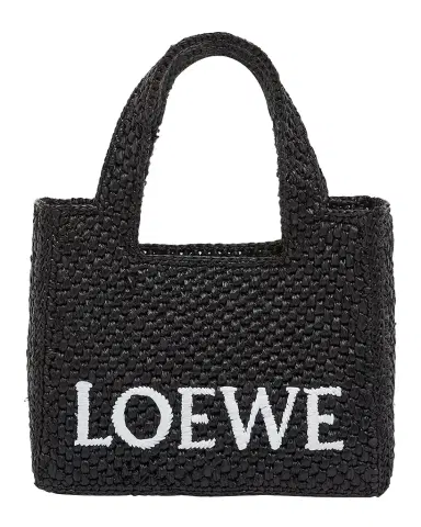 LOEWE x Paula's Ibiza Font Logo Mini Tote Bag in Raffia | Thumbnail 1 LOEWE x Paula's Ibiza Font Logo Mini Tote Bag in Raffia | Thumbnail 1