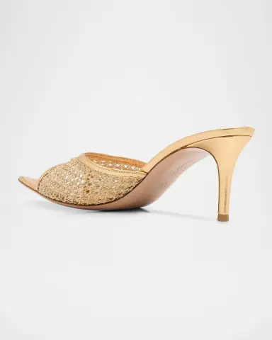 Gianvito Rossi Sienna Metallic Knit Mule Sandals | Thumbnail 2 Gianvito Rossi Sienna Metallic Knit Mule Sandals | Thumbnail 2
